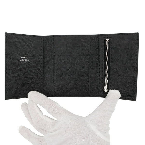 エルメス 三つ折り財布 ベアンコンビネ ブラック/ブラック金具 ヴォーマダム W刻印 HERMES 財布 黒