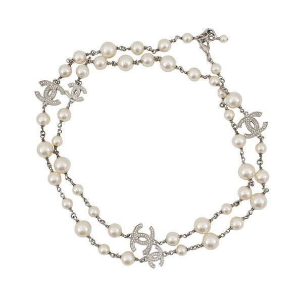 シャネル ネックレス ココマーク フェイクパール ラインストーン B17 V A36121 CHANEL ロングネックレス
