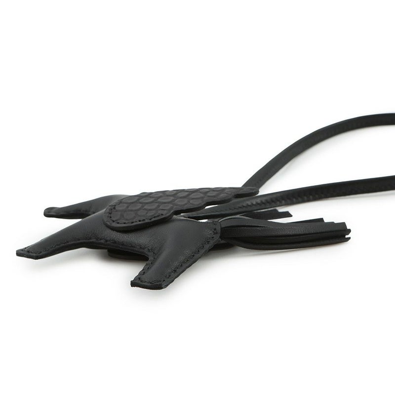 エルメス バッグチャーム ロデオPM ペガサス タッチ ブラック ラムスキン/アリゲーターマット K刻印 HERMES チャーム 黒