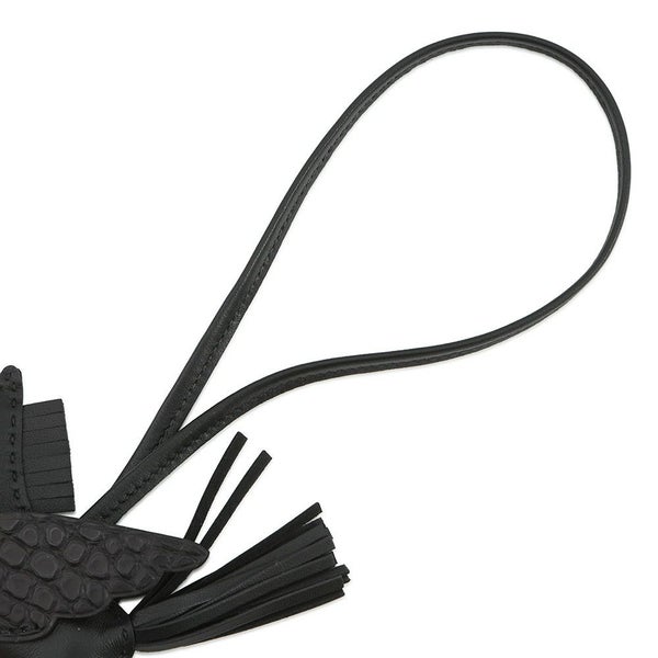 エルメス バッグチャーム ロデオPM ペガサス タッチ ブラック ラムスキン/アリゲーターマット K刻印 HERMES チャーム 黒