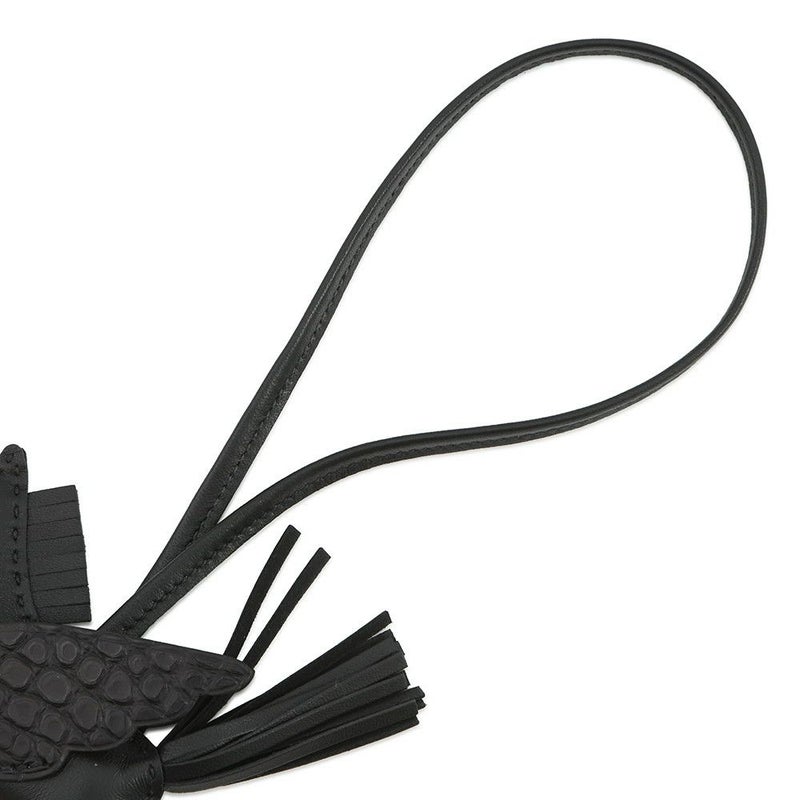 エルメス バッグチャーム ロデオPM ペガサス タッチ ブラック ラムスキン/アリゲーターマット K刻印 HERMES チャーム 黒