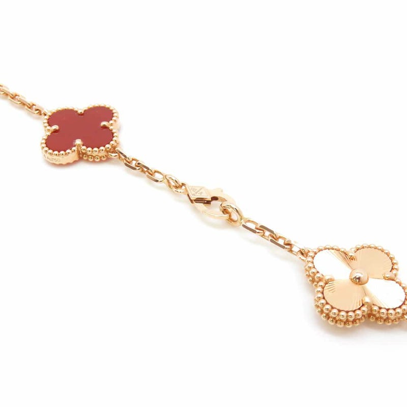 ヴァンクリーフ&アーペル ネックレス ヴィンテージ アルハンブラ ロングネックレス 20モチーフ ギヨシェ カーネリアン K18PG