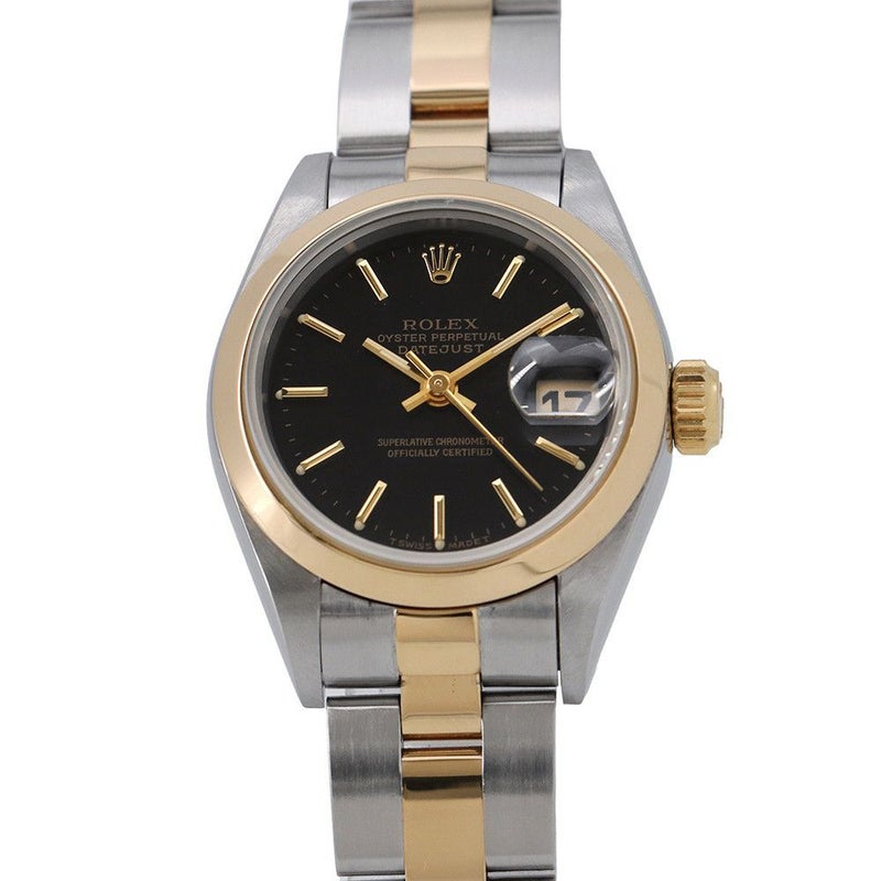 ロレックス デイトジャスト T番 SS/K18YG 69163 ROLEX 腕時計 黒文字盤