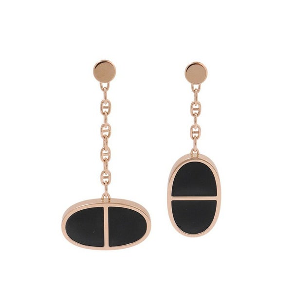 エルメス ピアス シェーヌダンクル ヴェルソ K18PGピンクゴールド/ブラックセラミック HERMES ジュエリー