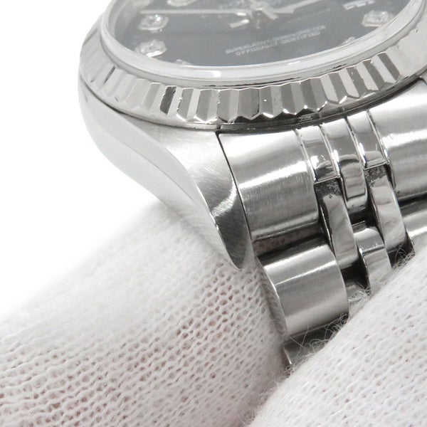 ロレックス デイトジャスト 26 SS/K18WGホワイトゴールド 10Pダイヤ K番 79174G ROLEX 腕時計 黒文字盤
