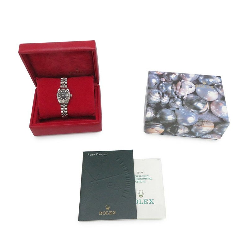 ロレックス デイトジャスト 26 SS/K18WGホワイトゴールド 10Pダイヤ K番 79174G ROLEX 腕時計 黒文字盤