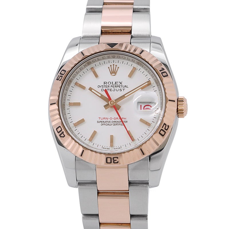 ロレックス デイトジャスト ターノグラフ SS/K18PGピンクゴールド D番 116261 ROLEX 腕時計 白文字盤