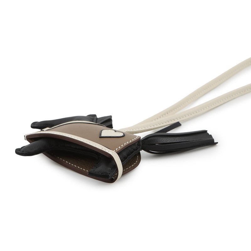 エルメス バッグチャーム ロデオPM ロベオクール ブラック/エトゥープ/クレ ラムスキン K刻印 HERMES チャーム オーナメント