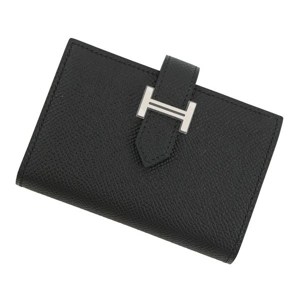 エルメス カードケース ベアン ミニ 小銭入れ付き ブラック/シルバー金具 エプソン K刻印 HERMES 名刺入れ コインケース 黒