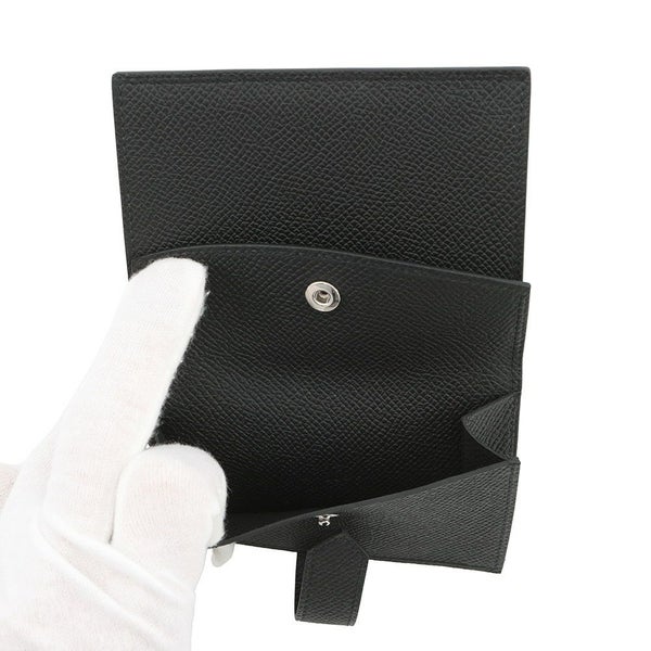 エルメス カードケース ベアン ミニ 小銭入れ付き ブラック/シルバー金具 エプソン K刻印 HERMES 名刺入れ コインケース 黒