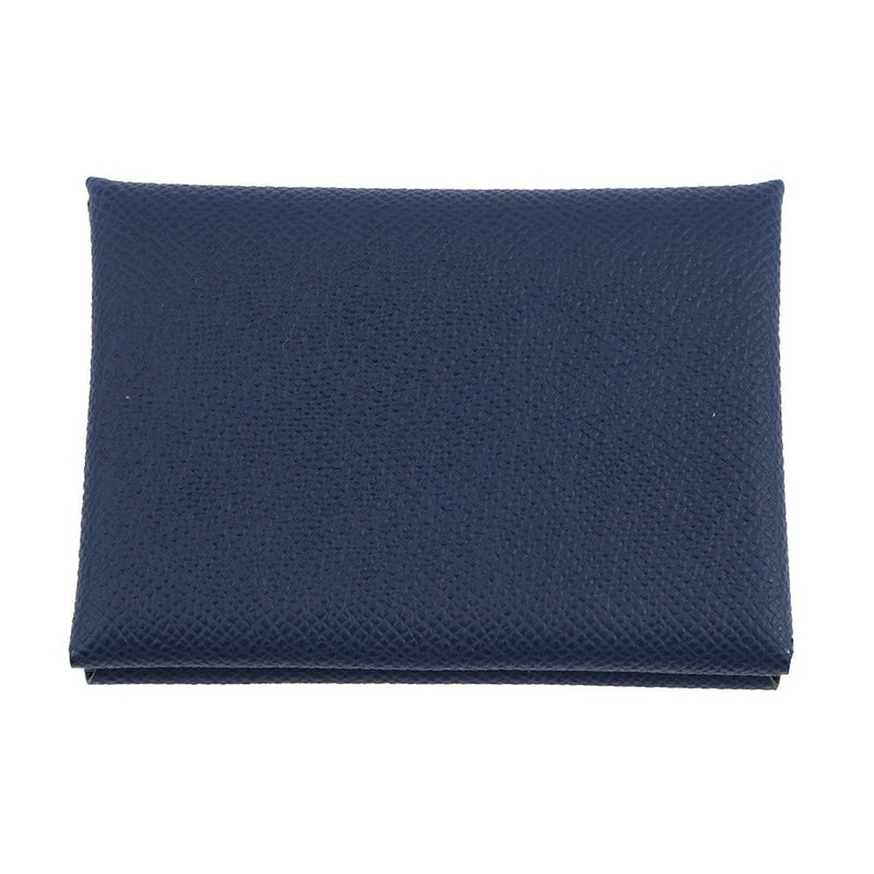 エルメス コインケース カルヴィ デュオ ブルーネイビー/シルバー金具 エプソン K刻印 財布