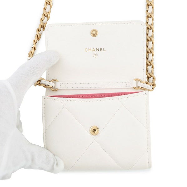 シャネル チェーンウォレット シャネル19 コインパース ラムスキン AP1787 CHANEL 二つ折り財布 白