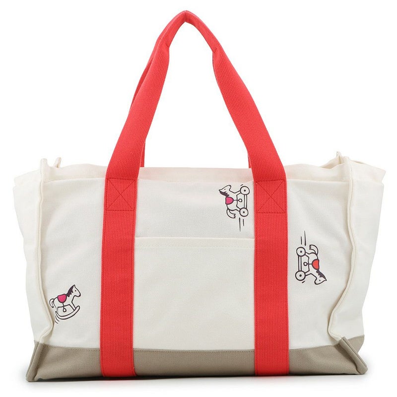 エルメス マザーズバッグ アダダ キャンバス 馬モチーフ HERMES トートバッグ ポーチ付き 白