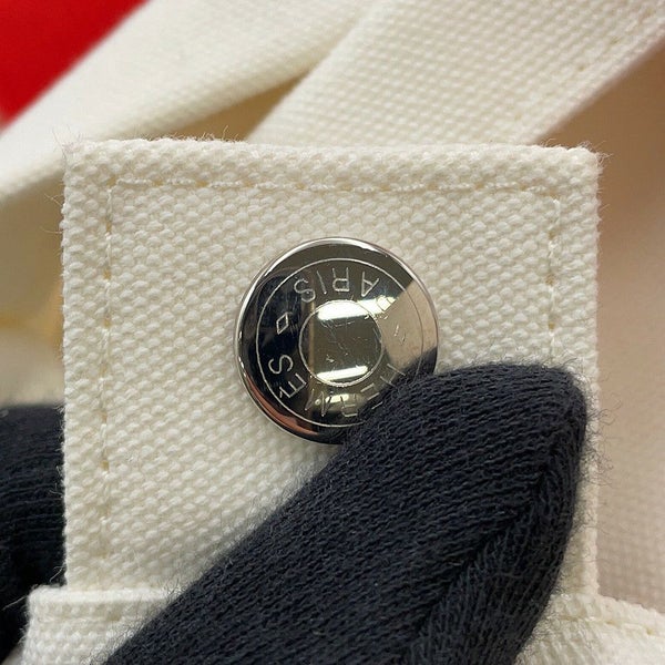 エルメス マザーズバッグ アダダ キャンバス 馬モチーフ HERMES トートバッグ ポーチ付き 白