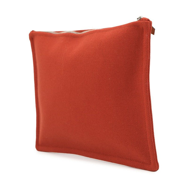 エルメス フラットポーチ HナッテGM トメット/シルバー金具 ウール HERMES 小物入れ