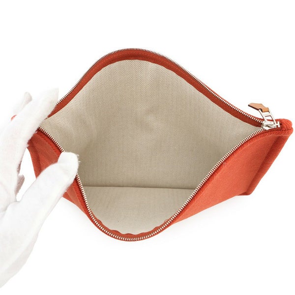エルメス フラットポーチ HナッテGM トメット/シルバー金具 ウール HERMES 小物入れ
