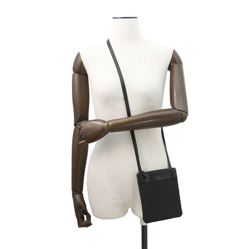 ブルガリ ショルダーバッグ ロゴマニア ショルダーポーチ キャンバス レザー BVLGARI 黒