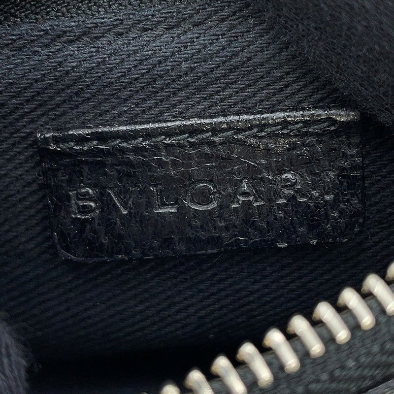 ブルガリ ショルダーバッグ ロゴマニア ショルダーポーチ キャンバス レザー BVLGARI 黒