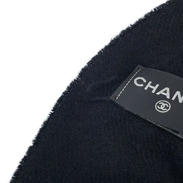 シャネル マフラー ココマーク フェイクパール カシミヤ CHANEL 黒