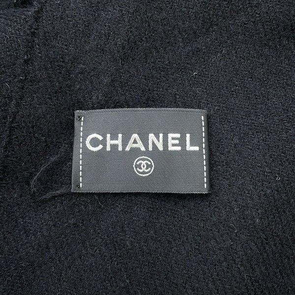 シャネル マフラー ココマーク フェイクパール カシミヤ CHANEL 黒