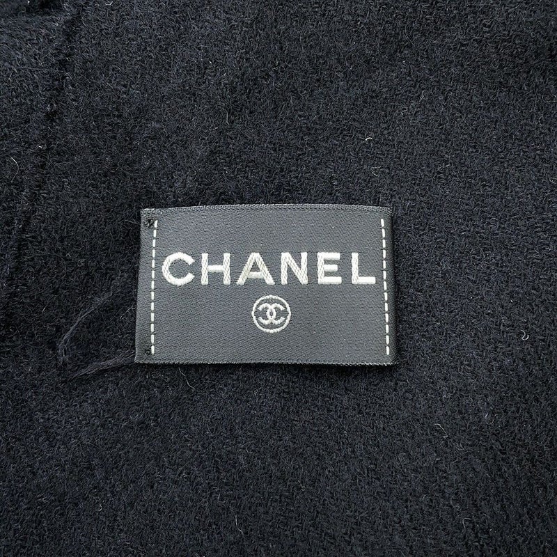 シャネル マフラー ココマーク フェイクパール カシミヤ CHANEL 黒