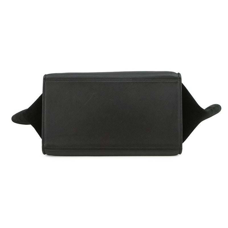 セリーヌ ハンドバッグ トラペーズ クロコ型押しレザー スエード CELINE 2way 黒