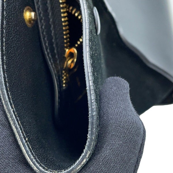 セリーヌ ハンドバッグ トラペーズ クロコ型押しレザー スエード CELINE 2way 黒