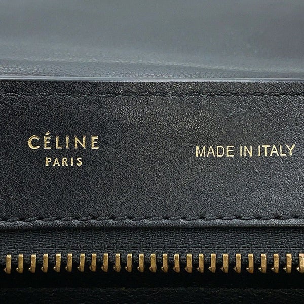セリーヌ ハンドバッグ トラペーズ クロコ型押しレザー スエード CELINE 2way 黒