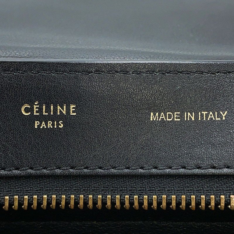 セリーヌ ハンドバッグ トラペーズ クロコ型押しレザー スエード CELINE 2way 黒