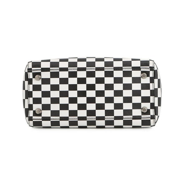 クリスチャン・ディオール ハンドバッグ レディディオール チェッカー ミディアム レザー Christian Dior 2way 黒 白