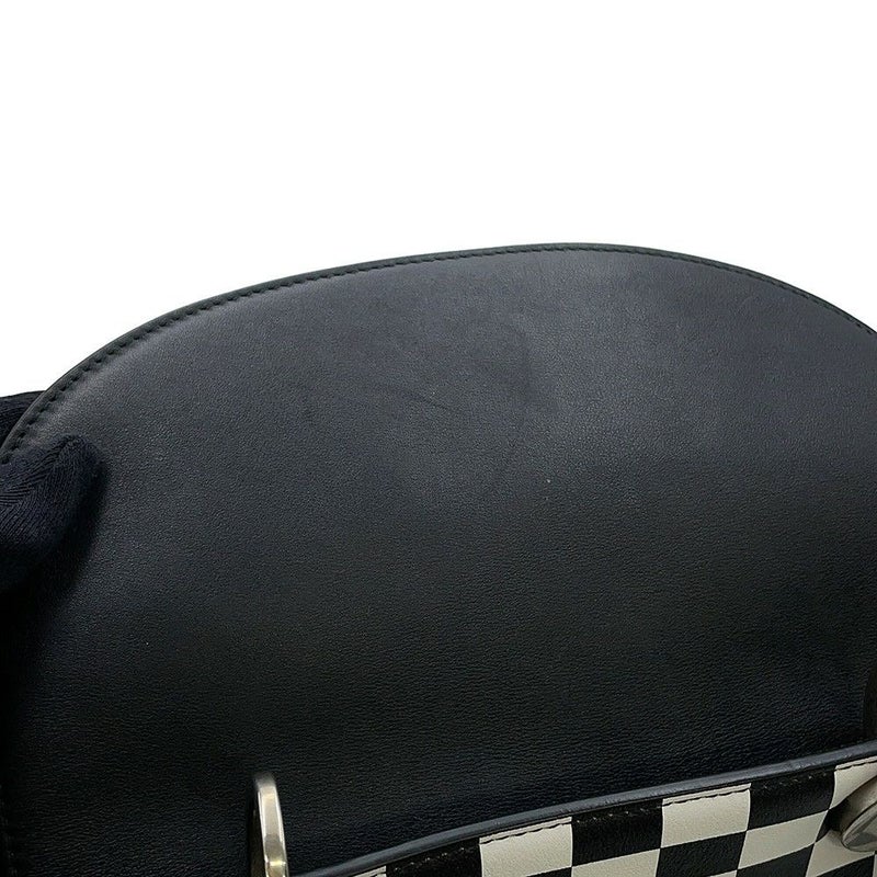 クリスチャン・ディオール ハンドバッグ レディディオール チェッカー ミディアム レザー Christian Dior 2way 黒 白