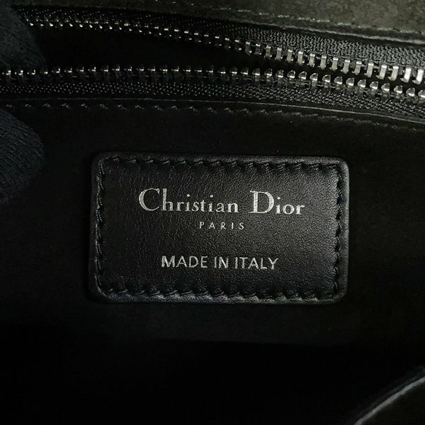 クリスチャン・ディオール ハンドバッグ レディディオール チェッカー ミディアム レザー Christian Dior 2way 黒 白