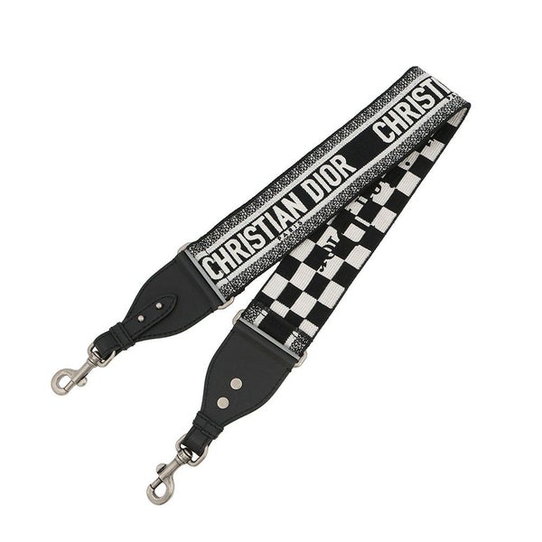 クリスチャン・ディオール ハンドバッグ レディディオール チェッカー ミディアム レザー Christian Dior 2way 黒 白