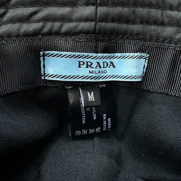 プラダ バケットハット トライアングルロゴ ナイロン サイズM 2HC137 PRADA 帽子 黒