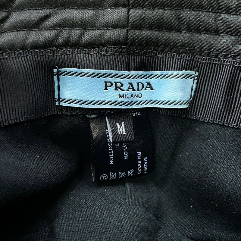 プラダ バケットハット トライアングルロゴ ナイロン サイズM 2HC137 PRADA 帽子 黒
