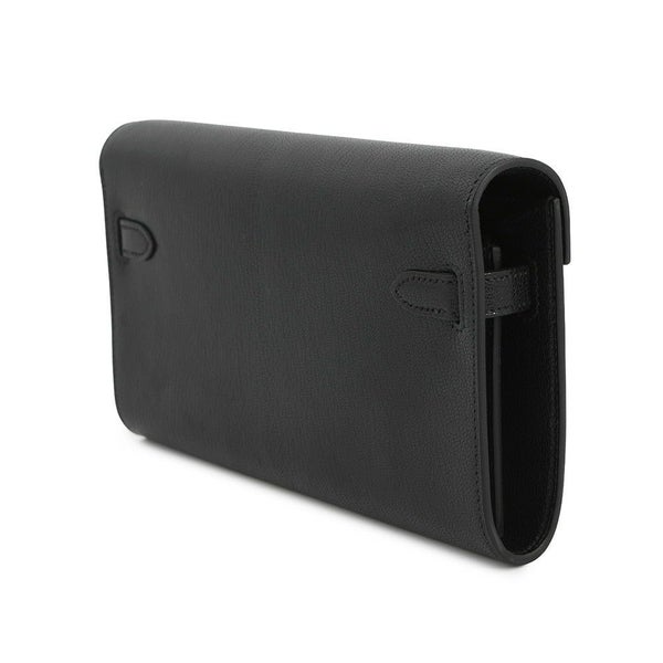 エルメス 長財布 ケリーウォレット ロング ブラック/エレクトラム金具 シェブルシャムキラ K刻印 HERMES 財布 黒