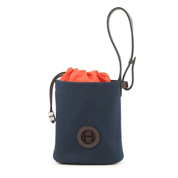 エルメス 犬用トリーツ ポーチ オン ザ ゴー ネイビー/シルバー金具 コーティングキャンバス  HERMES 小物入れ
