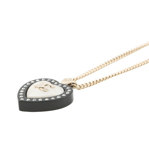 シャネル ネックレス ココマーク ハートモチーフ ラインストーン D21S CHANEL 黒