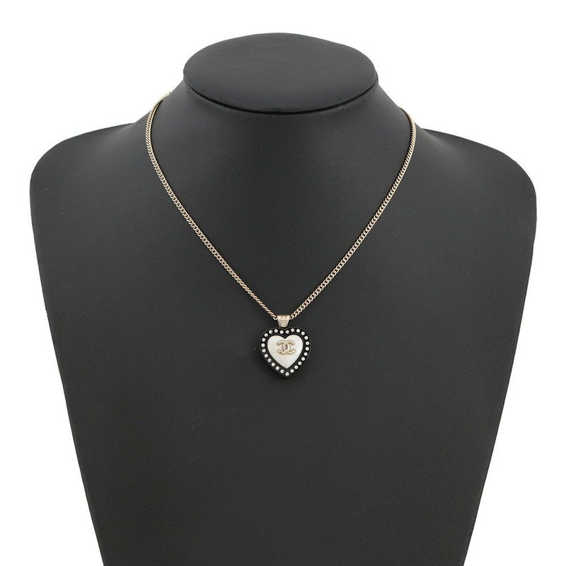 シャネル ネックレス ココマーク ハートモチーフ ラインストーン D21S CHANEL 黒