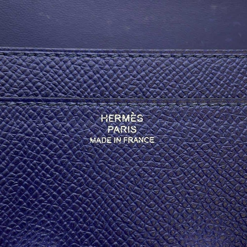 エルメス 長財布 コンスタンス ロング ブルーアンクル/シルバー金具 エプソン C刻印 財布