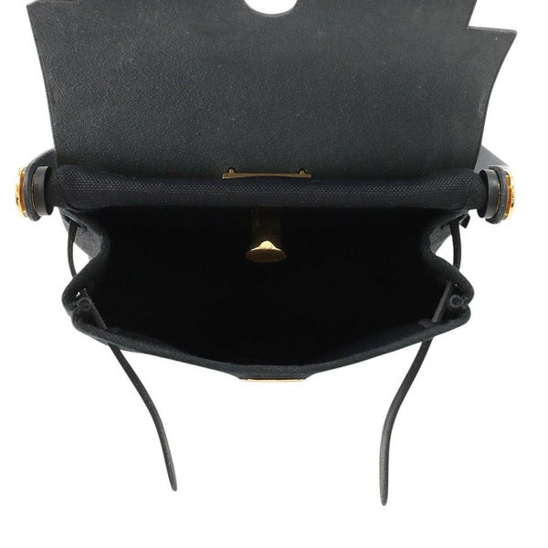 エルメス ショルダーバッグ エールバッグジップ ミニ ブラック/シルバー金具 トワルミリタリー/ヴァッシュハンター K刻印 黒