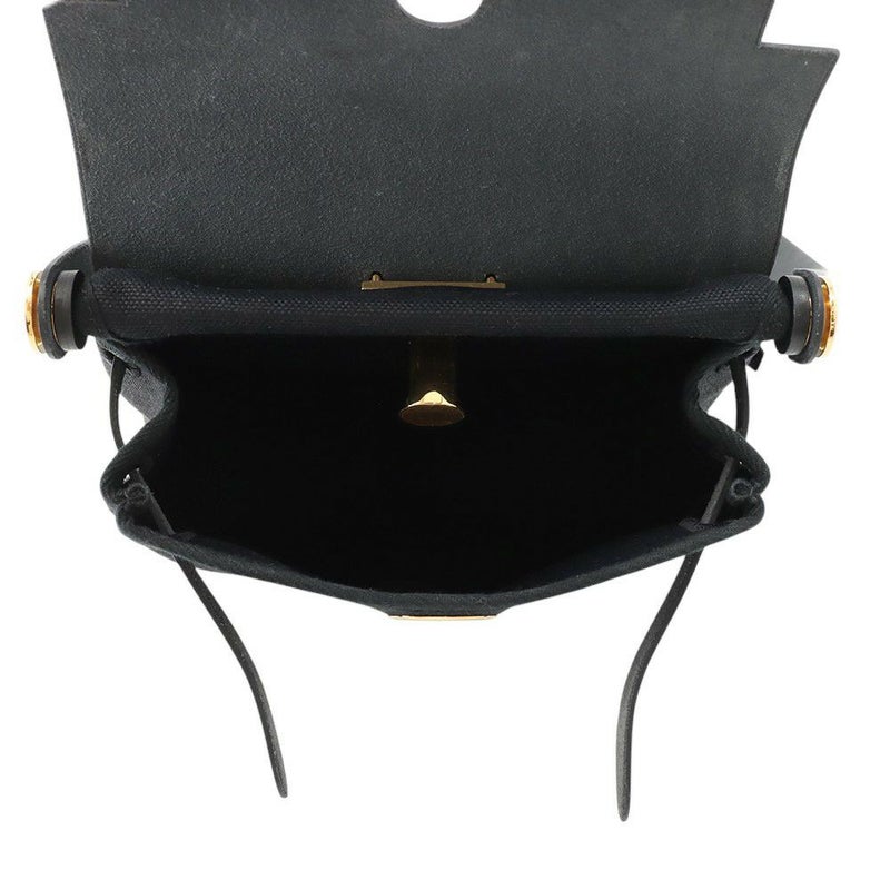 エルメス ショルダーバッグ エールバッグジップ ミニ ブラック/シルバー金具 トワルミリタリー/ヴァッシュハンター K刻印 黒