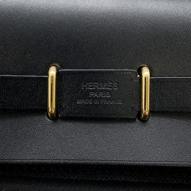 エルメス ショルダーバッグ エールバッグジップ ミニ ブラック/シルバー金具 トワルミリタリー/ヴァッシュハンター K刻印 黒