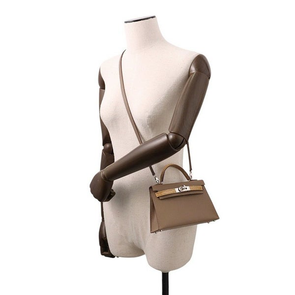 エルメス ミニケリー2 外縫い タッチ エトゥープ/ベージュサブレ/シルバー金具 アリゲーター/ヴォーマダム W刻印 2wayショルダー