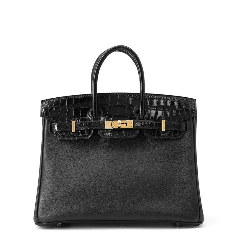 エルメス バーキン25 ブラック/ピンクゴールド金具 ニロティカス/トリヨンノビーヨ D刻印 HERMES Birkin ハンドバッグ 黒