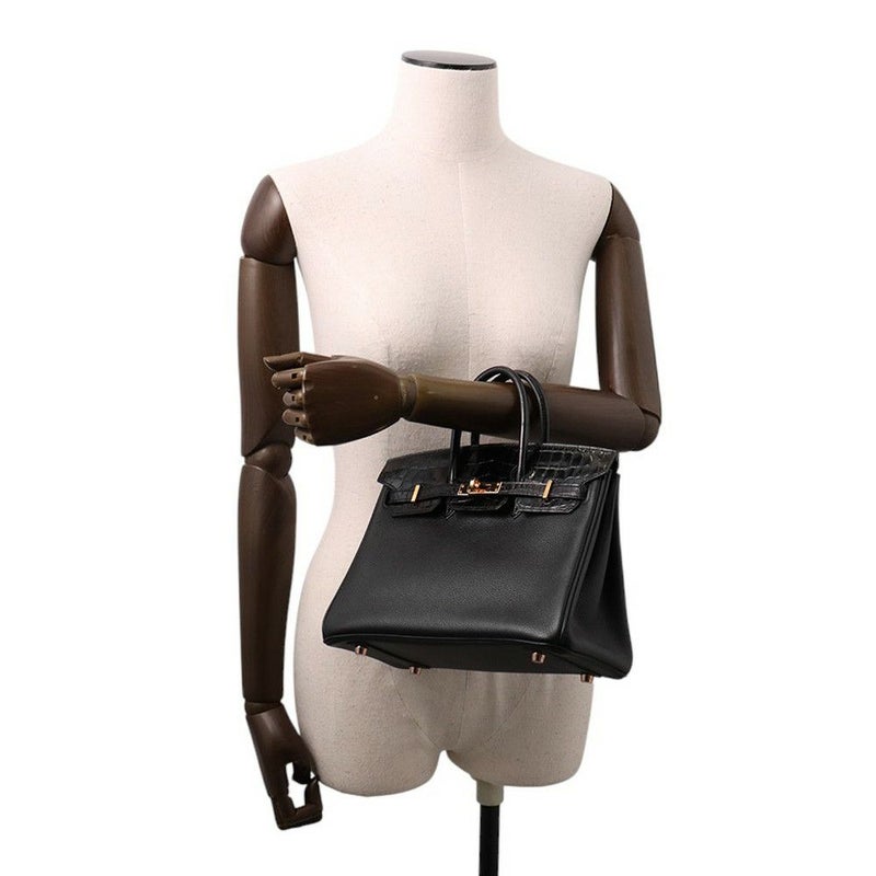 エルメス バーキン25 ブラック/ピンクゴールド金具 ニロティカス/トリヨンノビーヨ D刻印 HERMES Birkin ハンドバッグ 黒