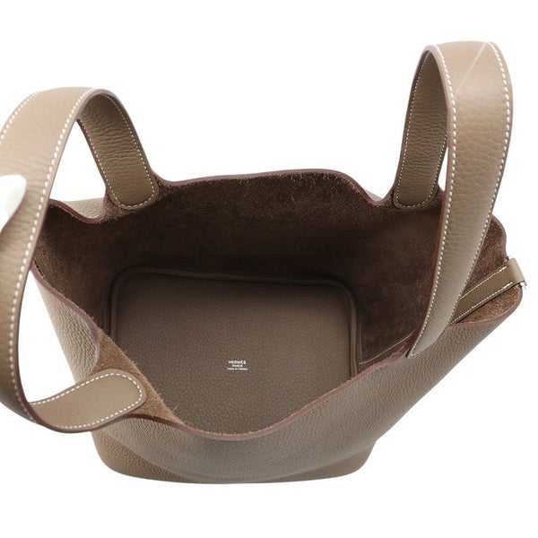 エルメス ハンドバッグ ピコタンロックMM エトゥープ/シルバー金具 トリヨンクレマンス K刻印