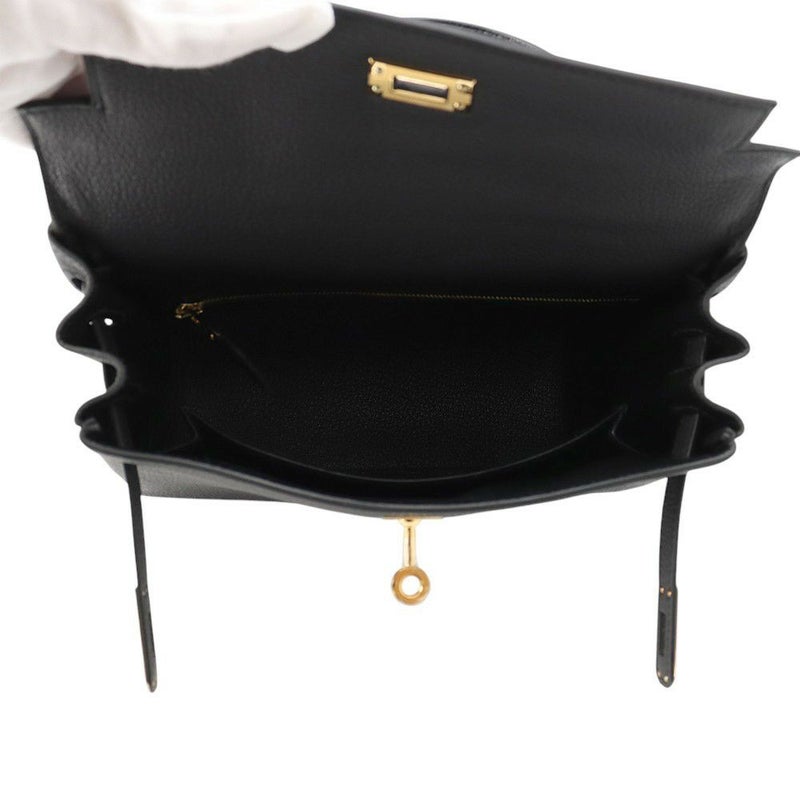 エルメス ハンドバッグ ケリー25 内縫い ブラック/ゴールド金具 トゴ K刻印 2wayショルダー 黒