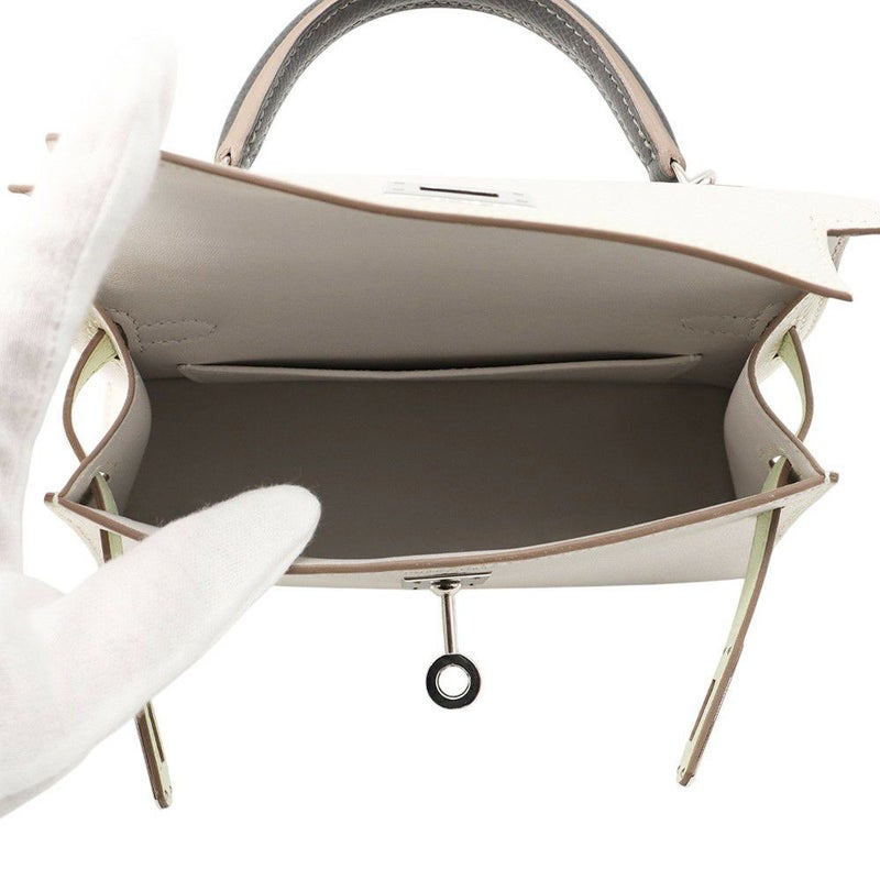 エルメス ミニケリー2 外縫い トリコロール グリスペール/ヴェールフィズ/グラファイト/シルバー金具 エプソン B刻印 2wayショルダー