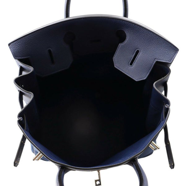 エルメス ハンドバッグ オータクロア40 ブルーニュイ/シルバー金具 トゴ/トワルミリタリー B刻印